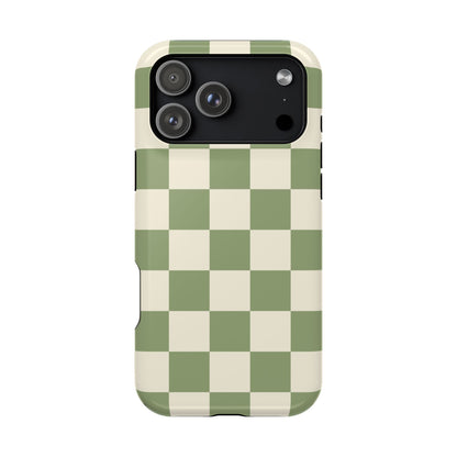 Green & Beige Checkered iPhone Case