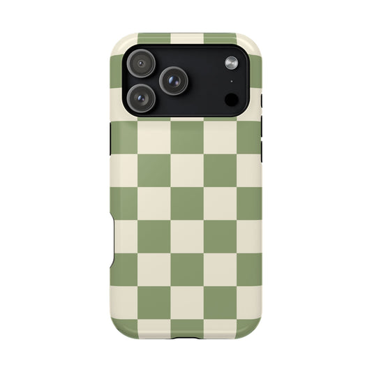Green & Beige Checkered iPhone Case