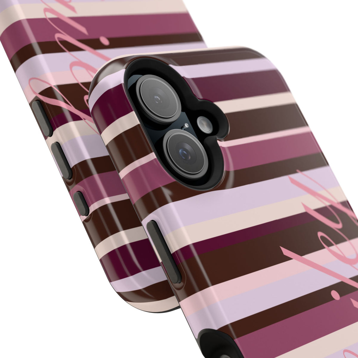 Custom Berry Mocha Stripes iPhone Case