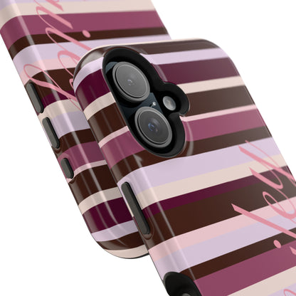 Custom Berry Mocha Stripes iPhone Case