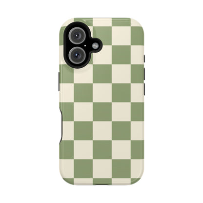 Green & Beige Checkered iPhone Case