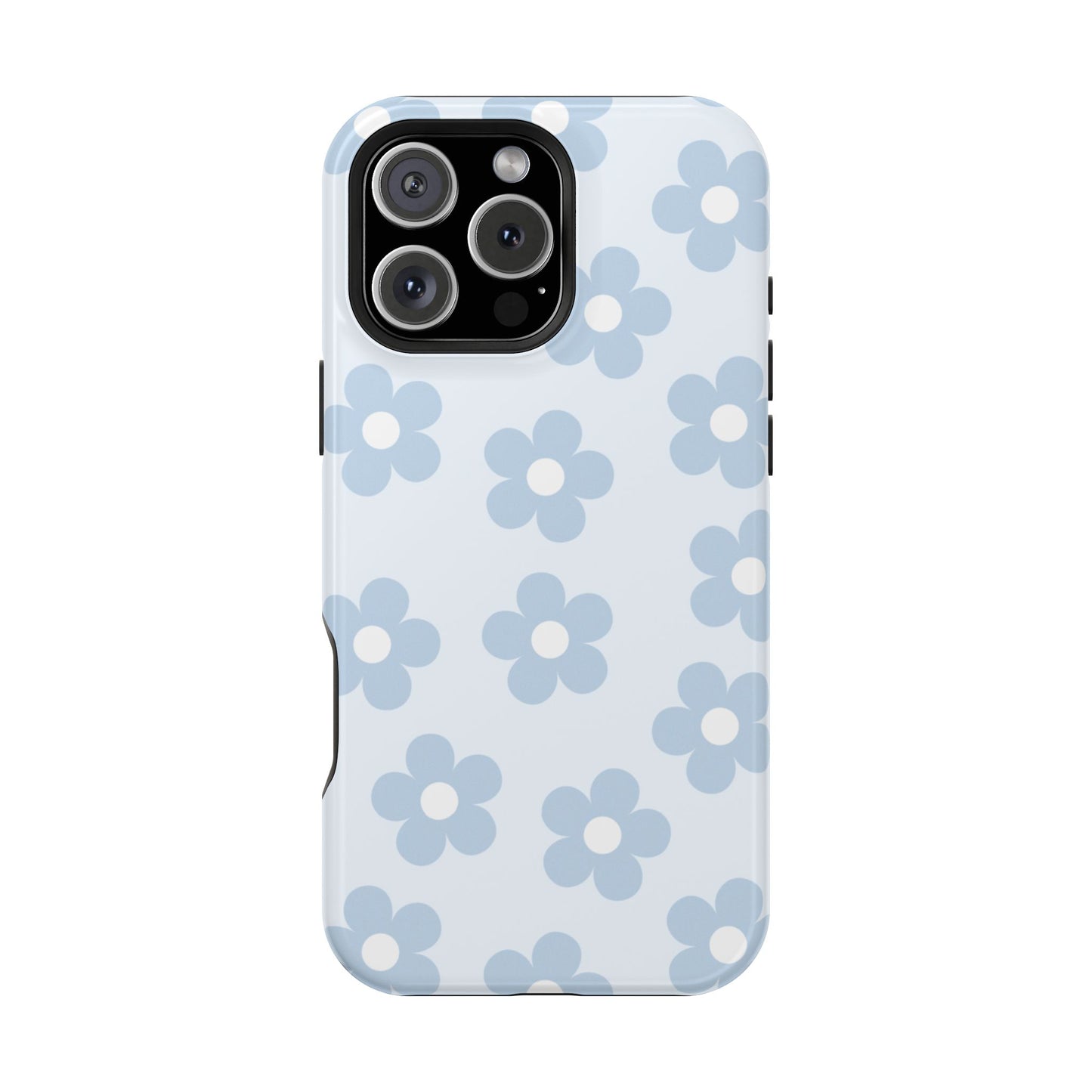 Light Blue Retro Flowers iPhone Case