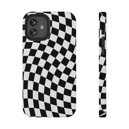 Black Wavy Checkered iPhone Case