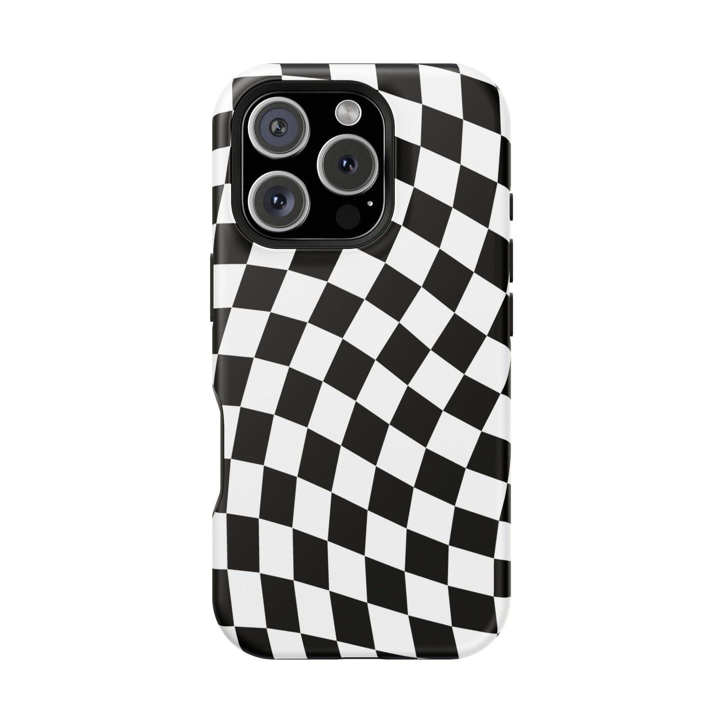 Black Wavy Checkered iPhone Case