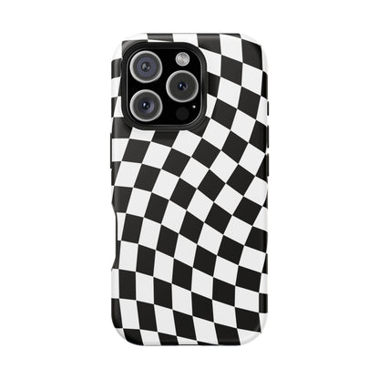 Black Wavy Checkered iPhone Case