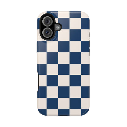 Navy & Beige Checkered iPhone Case