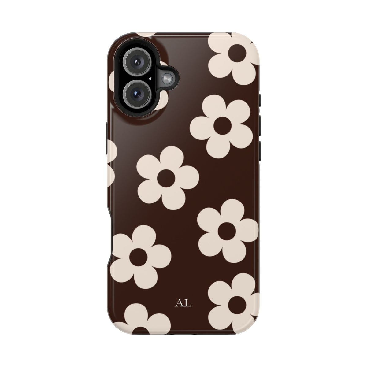 Custom Initials Cocoa Flowers iPhone Case