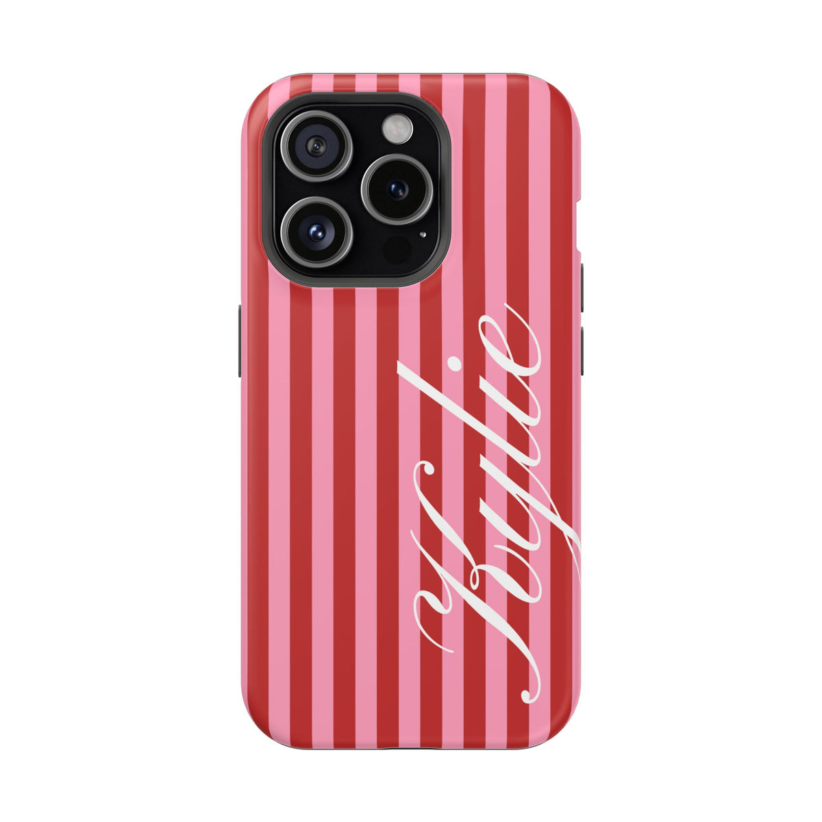Personalized Cherry Blush Stripes iPhone Case