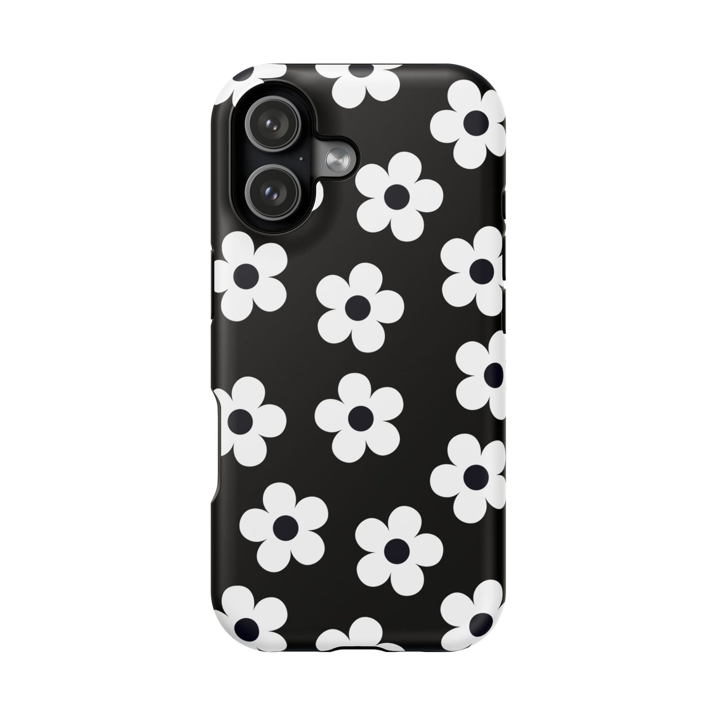 Black Retro Flowers iPhone Case