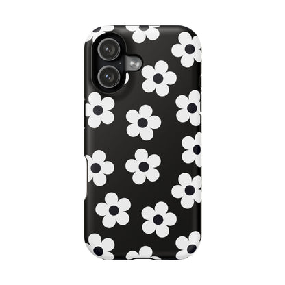 Black Retro Flowers iPhone Case