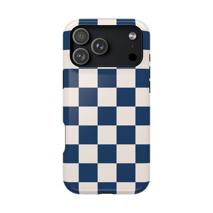 Navy & Beige Checkered iPhone Case