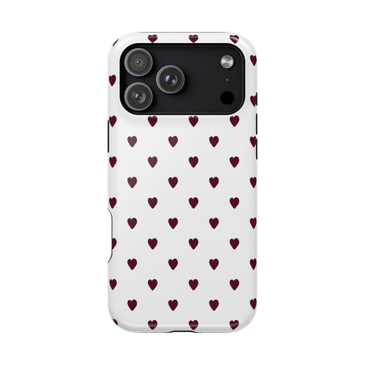 Burgundy Little Hearts iPhone Case