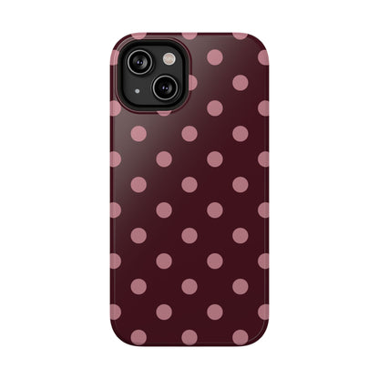 Burgundy & Pink Polka Dots iPhone Case