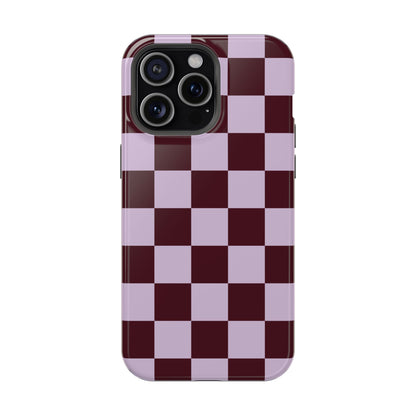 Burgundy & Violet Checkered iPhone Case