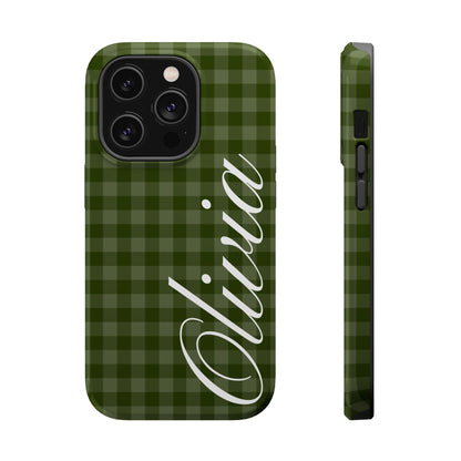 Custom Green Gingham iPhone Case