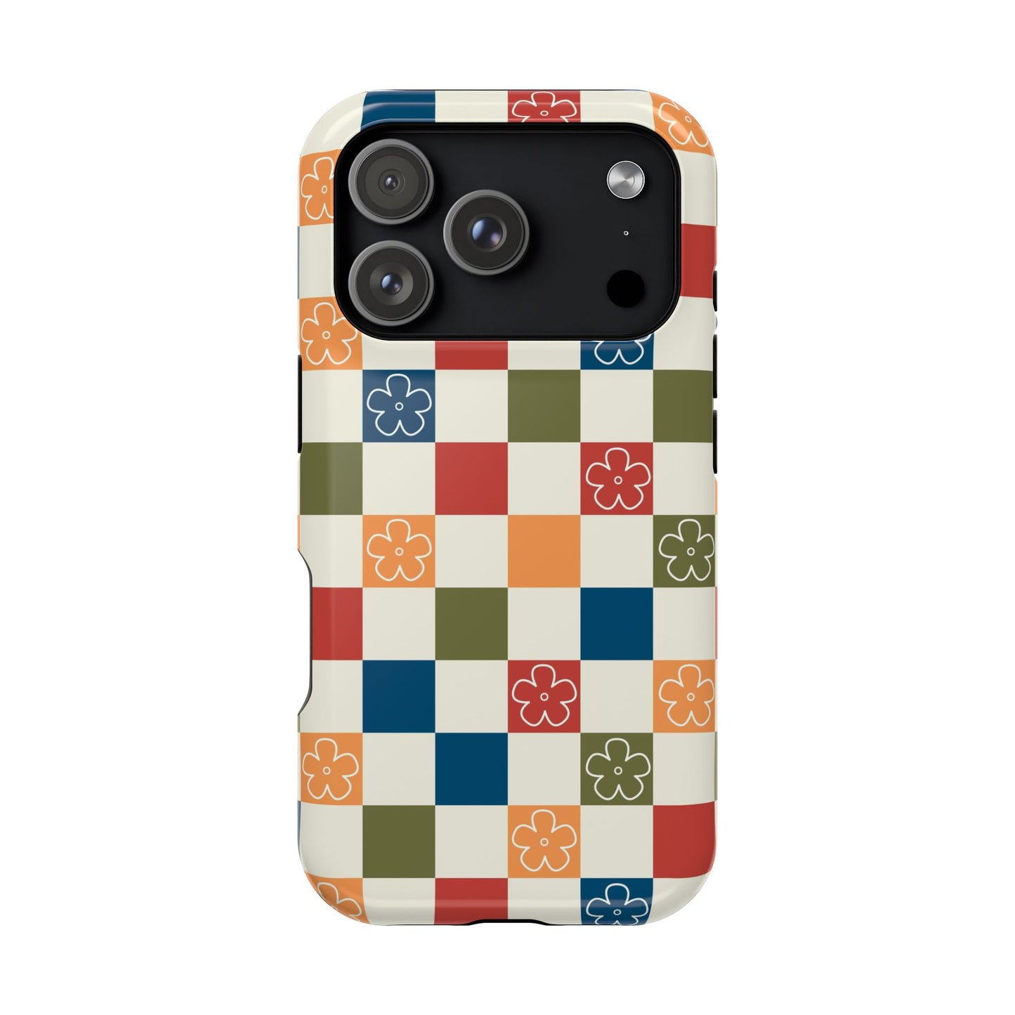 Vintage Flowers Checkered iPhone Case