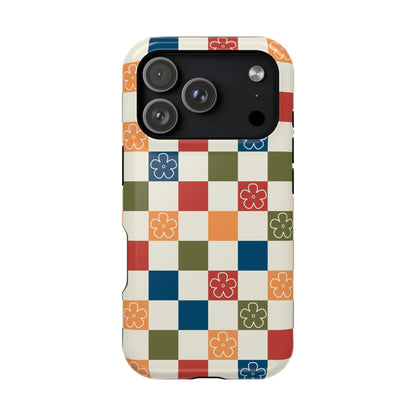 Vintage Flowers Checkered iPhone Case