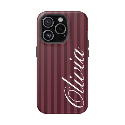 Custom Burgundy Stripes iPhone Case