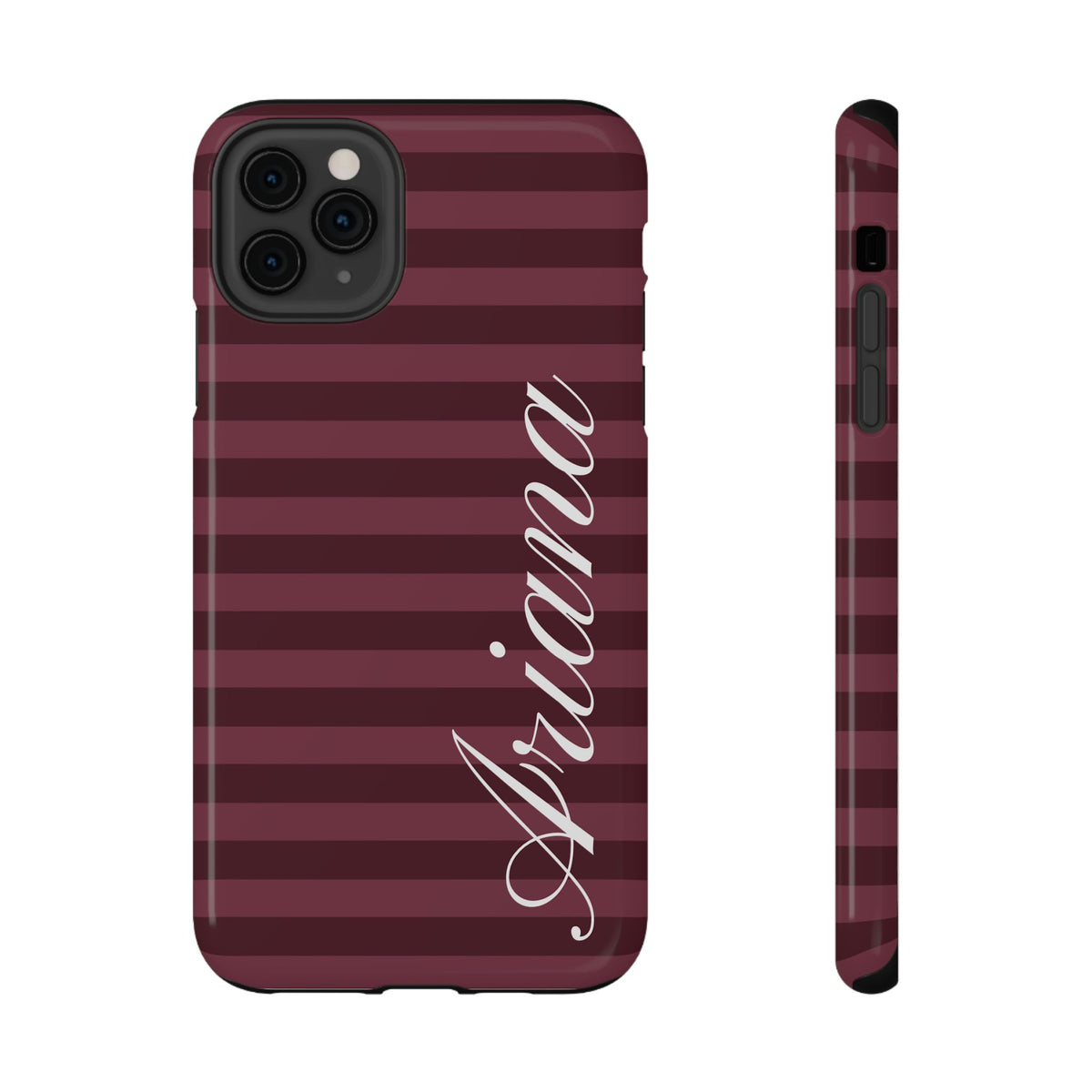 Custom Burgundy Classic Striped iPhone Case