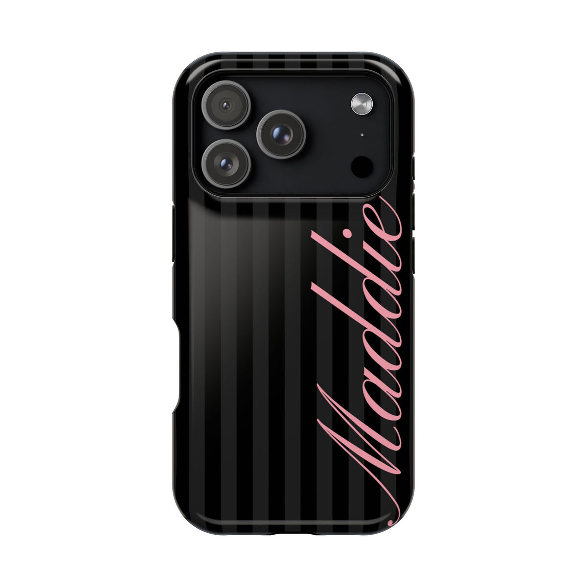 Custom Pink Black Stripes iPhone Case