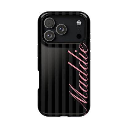 Custom Pink Black Stripes iPhone Case
