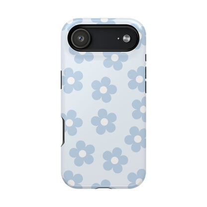 Light Blue Retro Flowers iPhone Case
