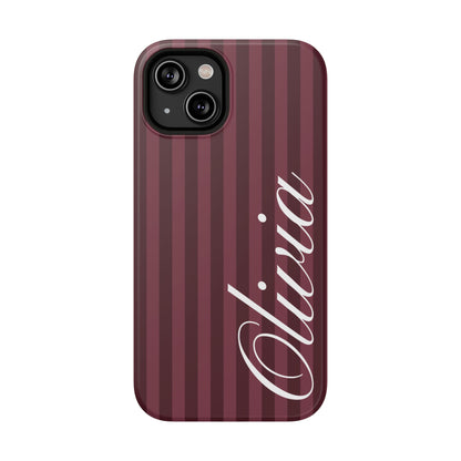 Custom Burgundy Stripes iPhone Case