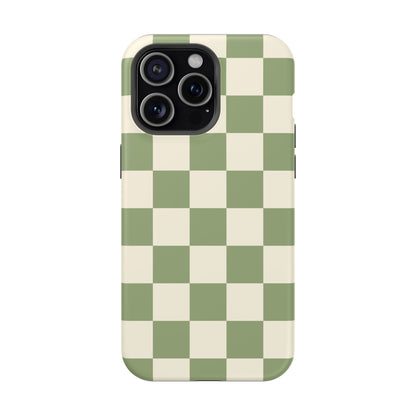 Green & Beige Checkered iPhone Case