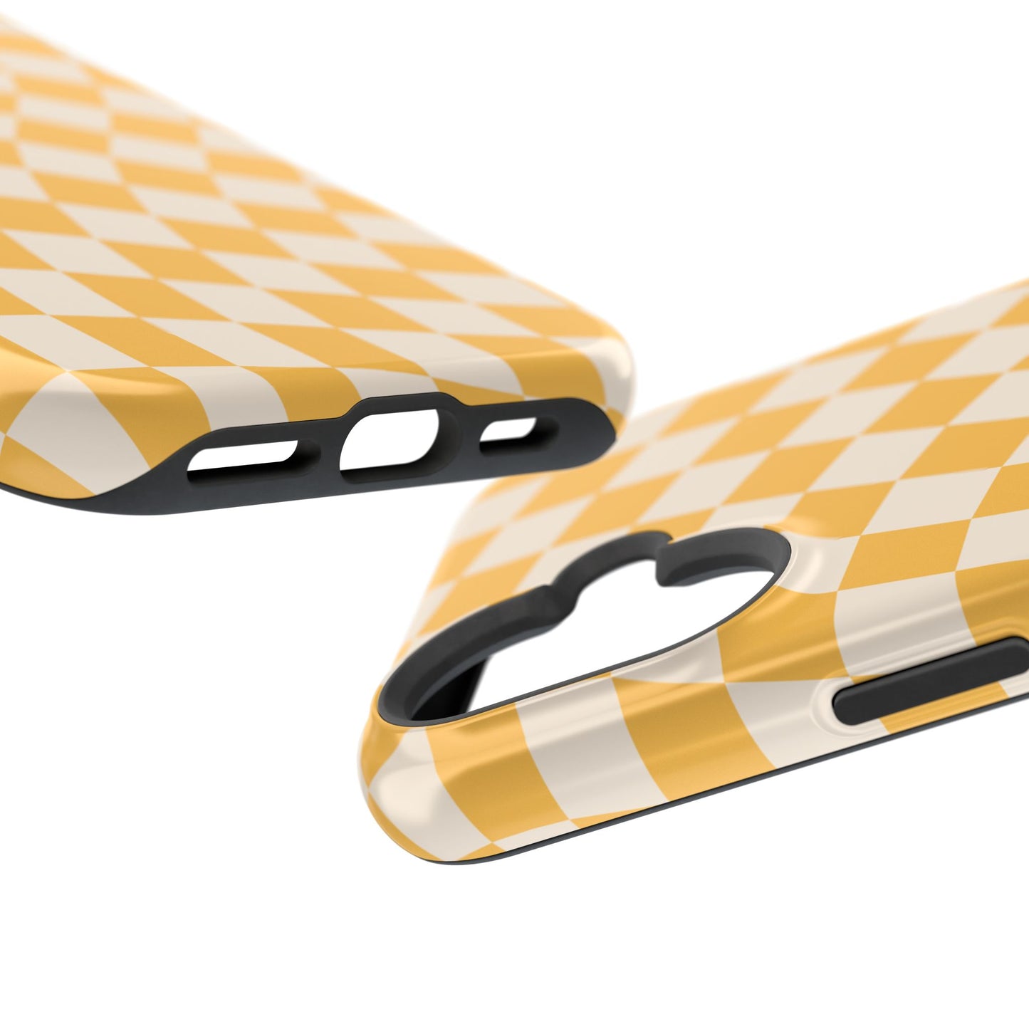 Yellow Wavy Checkered iPhone Case