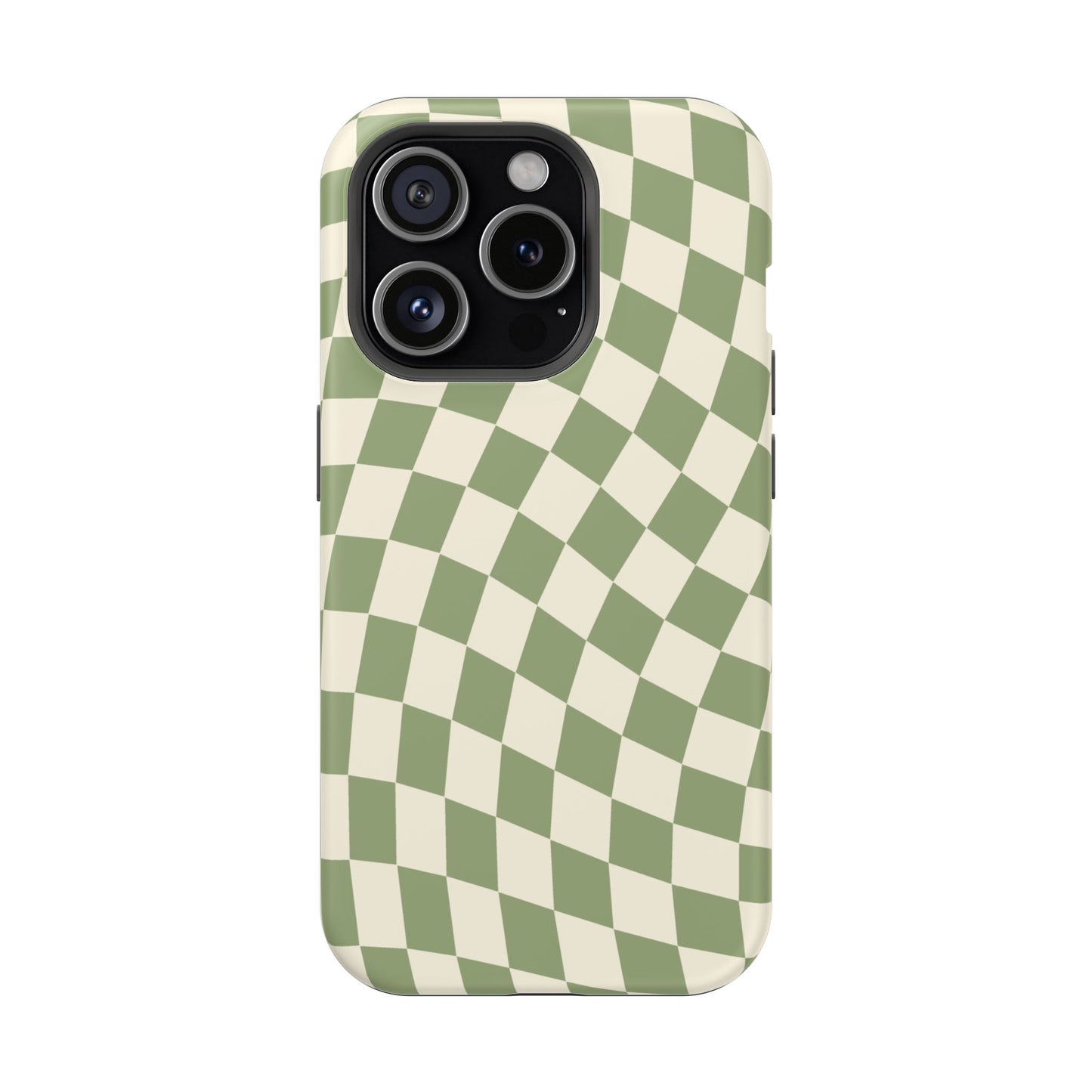 Green & Beige Wavy Checkered iPhone Case