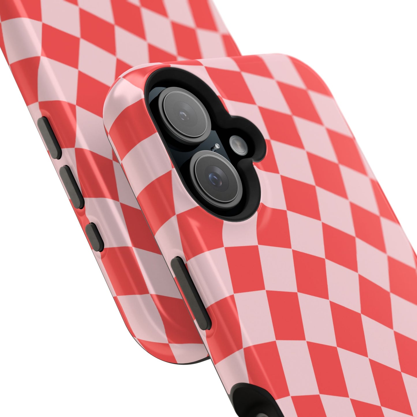 Red & Pink Wavy Checkered iPhone Case