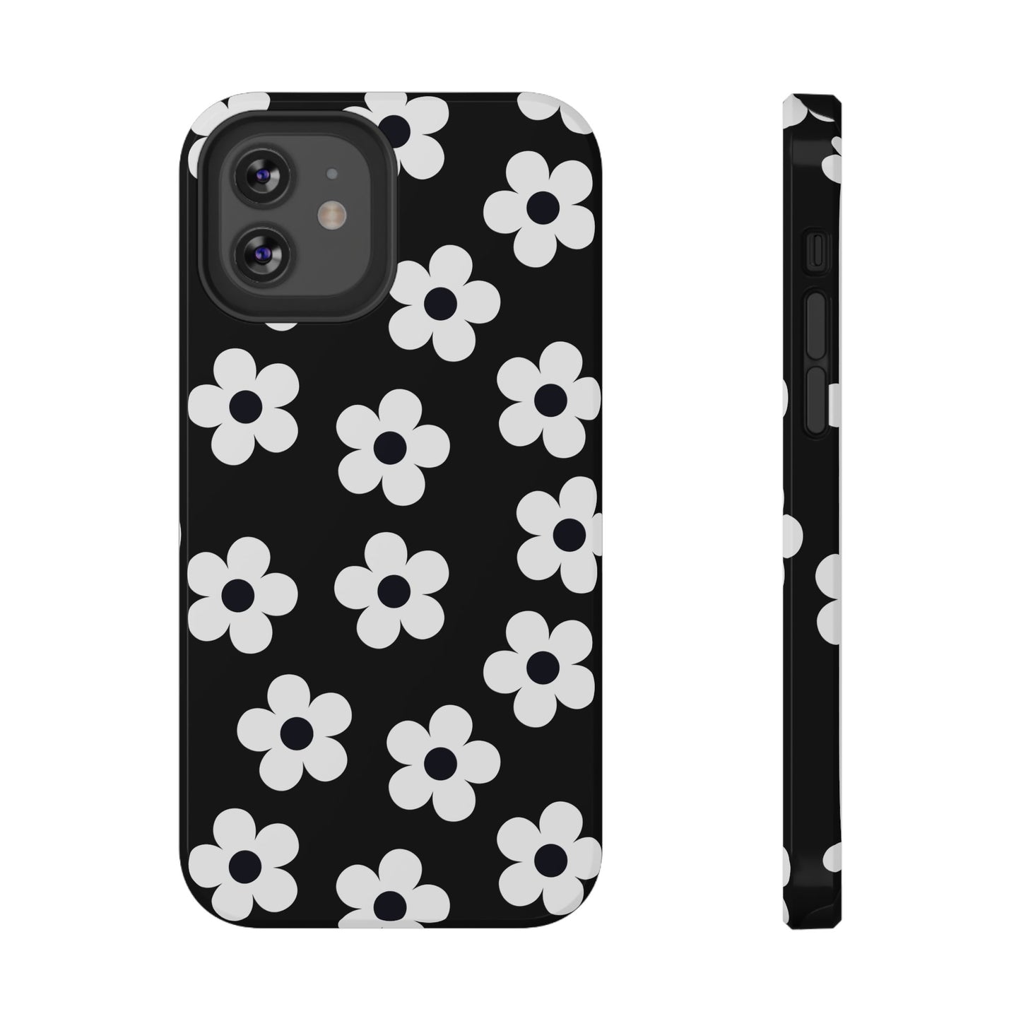Black Retro Flowers iPhone Case