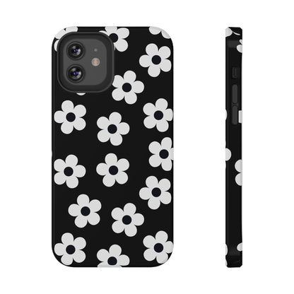 Black Retro Flowers iPhone Case