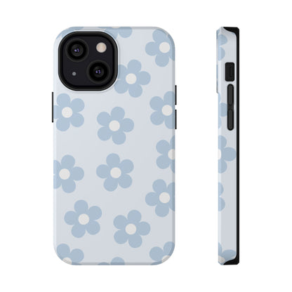Light Blue Retro Flowers iPhone Case