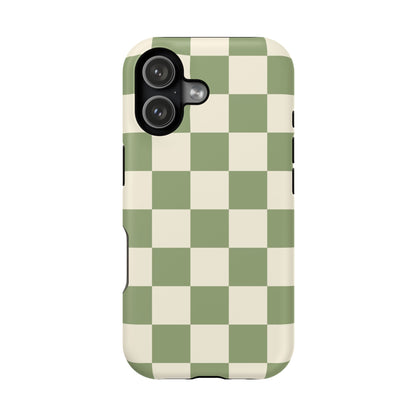 Green & Beige Checkered iPhone Case
