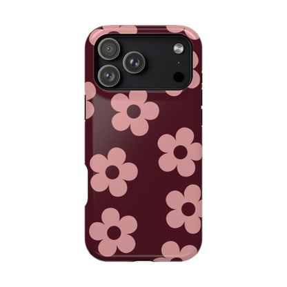 Burgundy & Pink Flowers iPhone Case