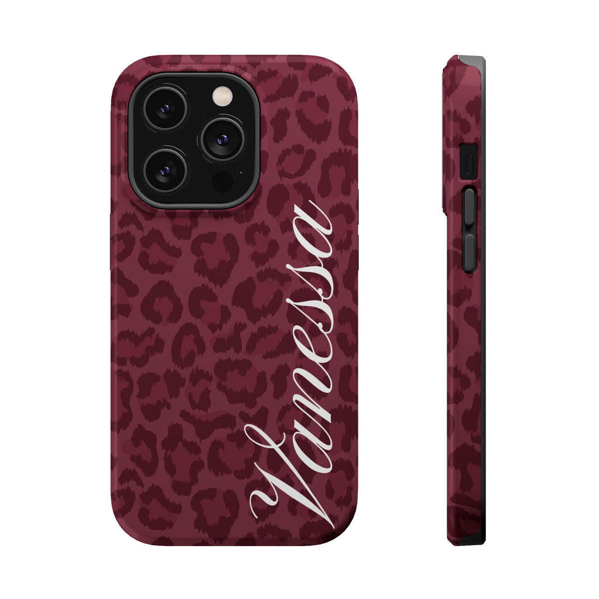 Custom Burgundy Leopard iPhone Case