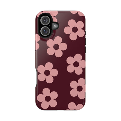 Burgundy & Pink Flowers iPhone Case
