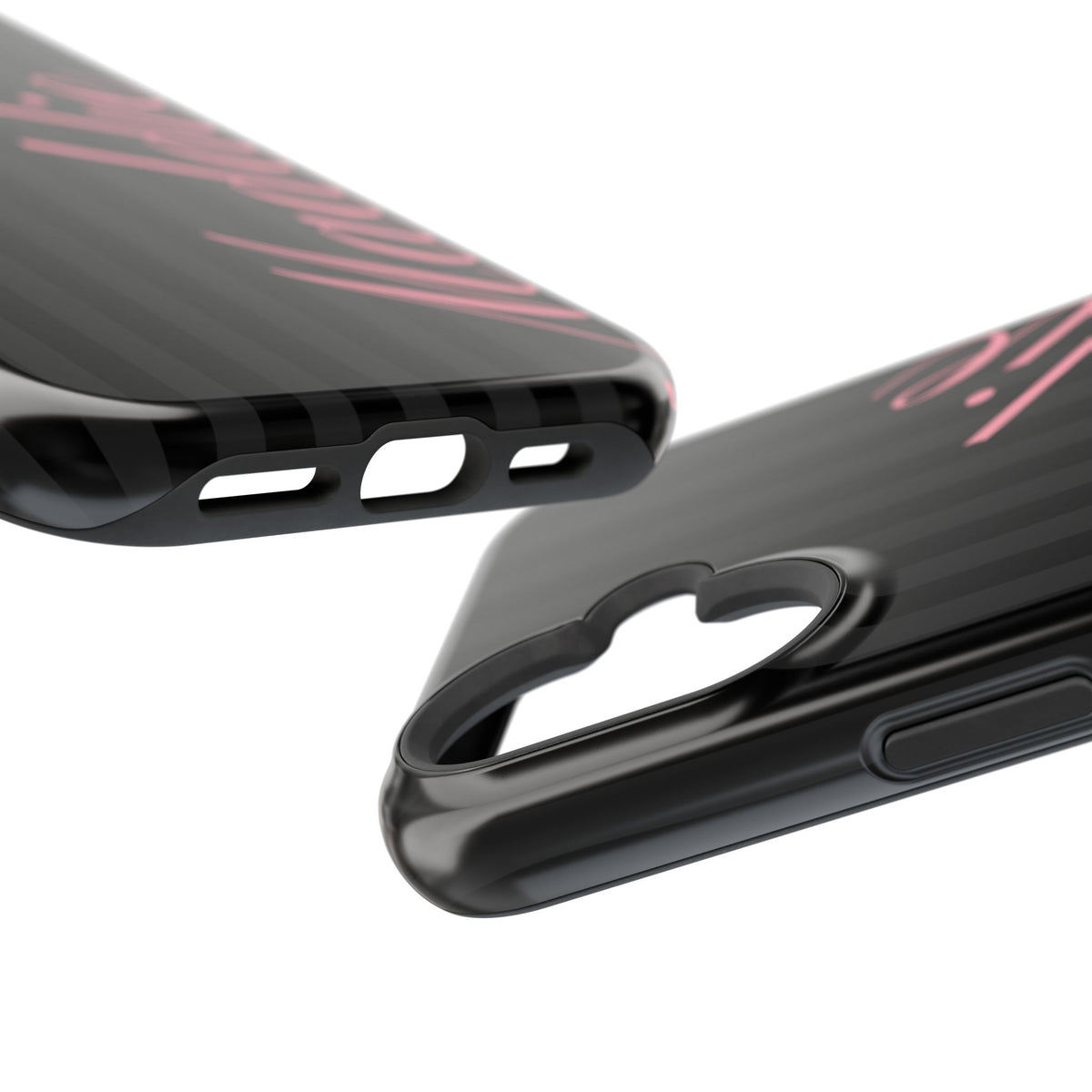 Custom Pink Black Stripes iPhone Case