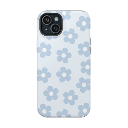 Light Blue Retro Flowers iPhone Case