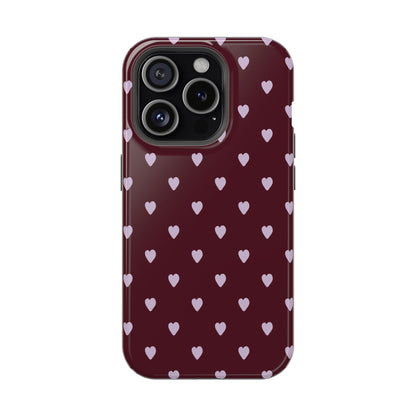 Burgundy & Purple Little Hearts iPhone Case