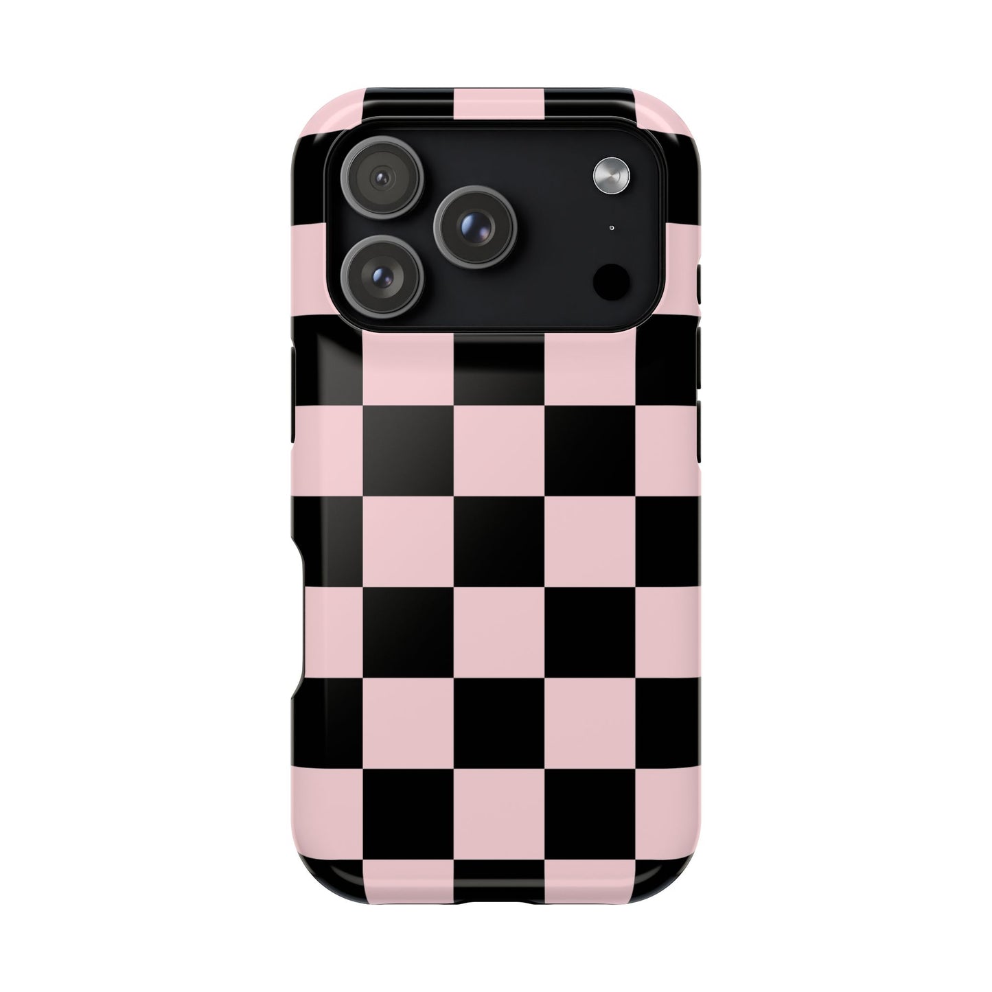 Pink & Black Checkered iPhone Case