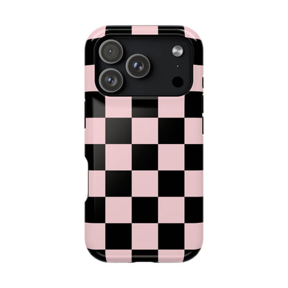 Pink & Black Checkered iPhone Case