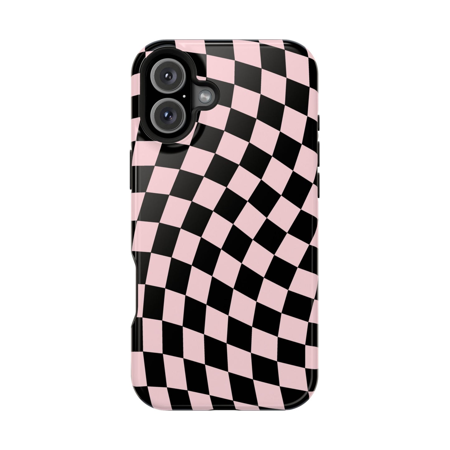 Pink & Black Wavy Checkered iPhone Case