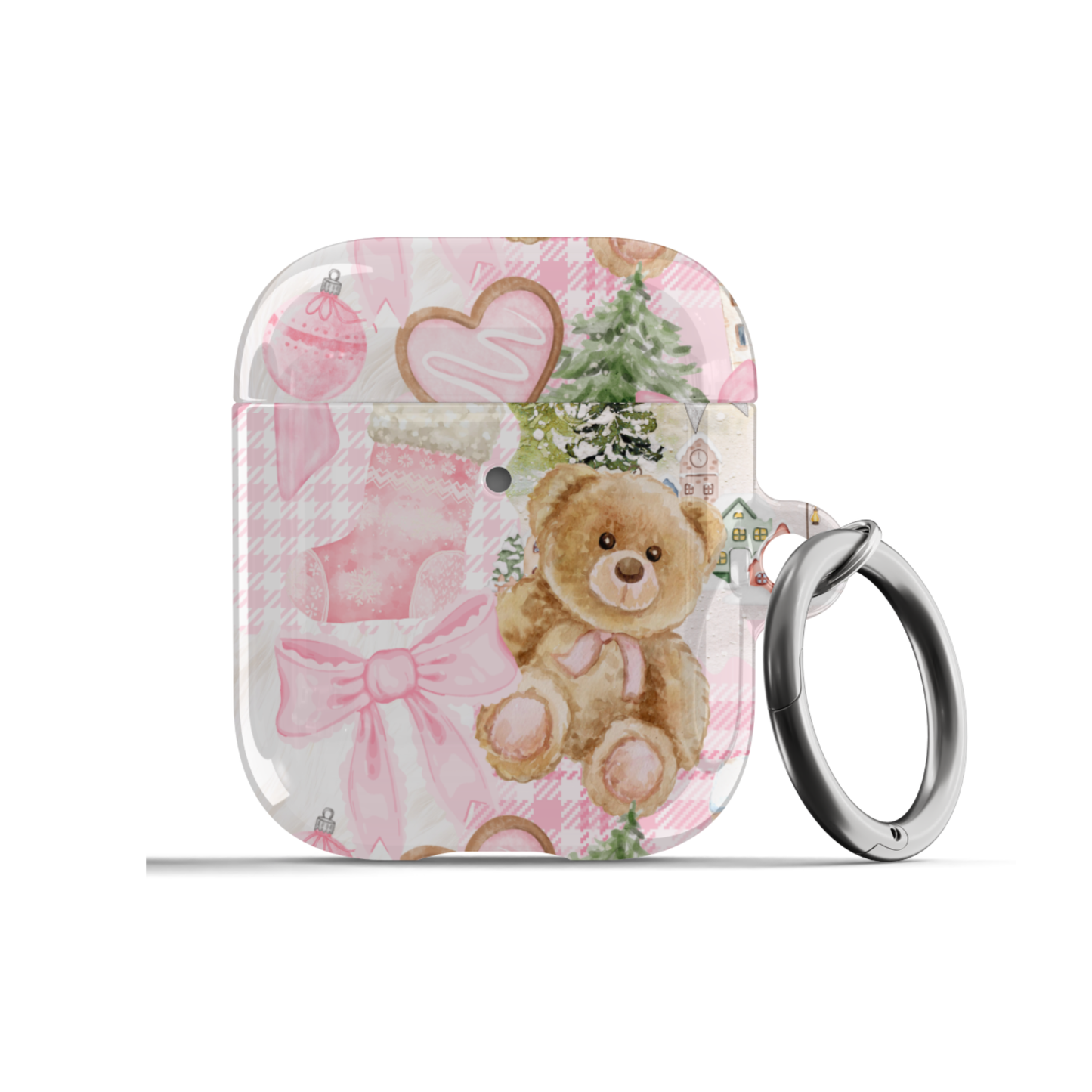 Pink Christmas Collage AirPods Case