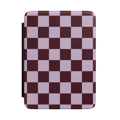 Burgundy & Violet Checkered Kindle Case