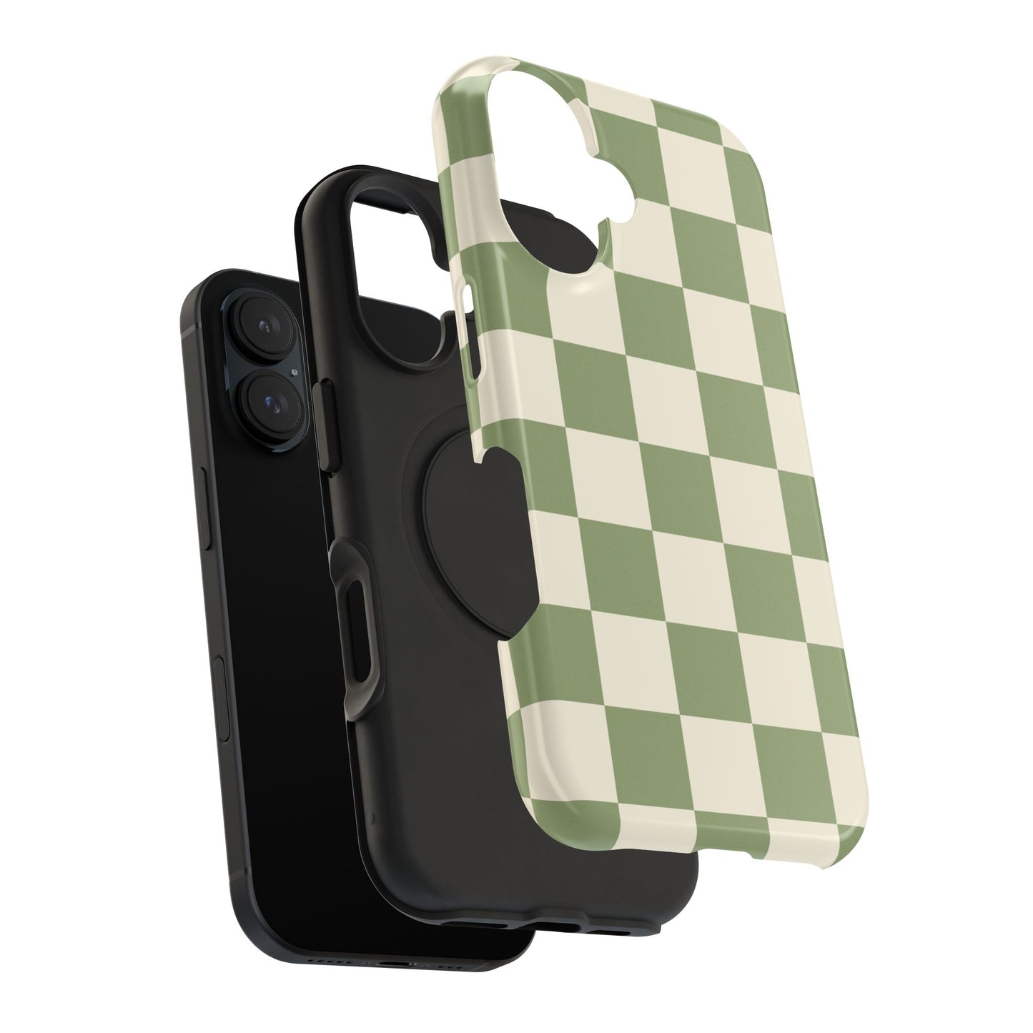 Green & Beige Checkered iPhone Case