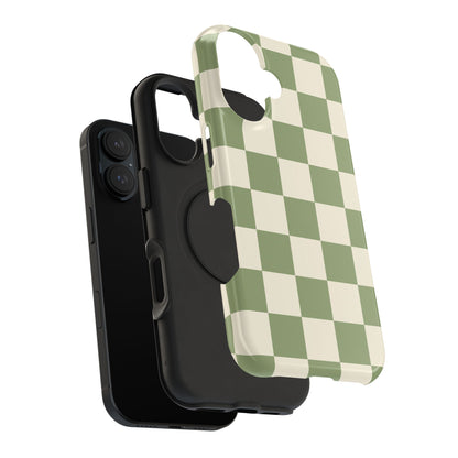 Green & Beige Checkered iPhone Case