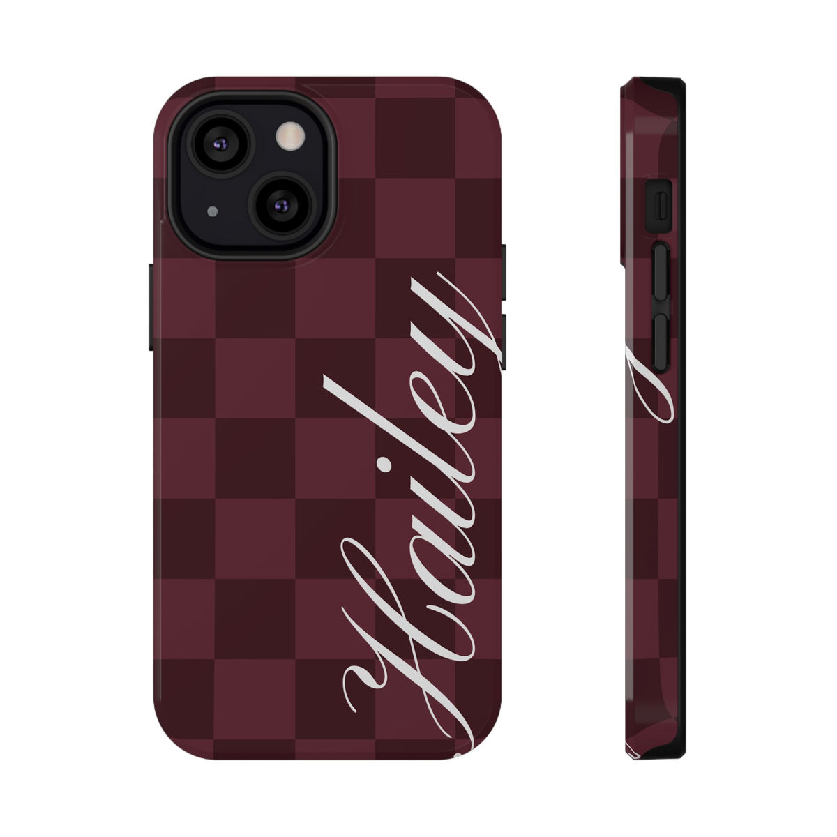 Custom Burgundy Checkered iPhone Case