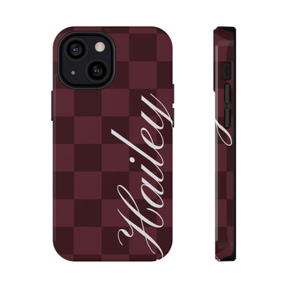 Custom Burgundy Checkered iPhone Case